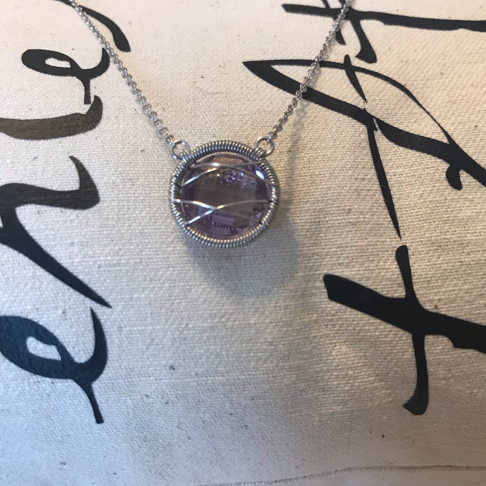 Anthropologie Pink Amethyst Pendant Necklace - Picture 4 of 4